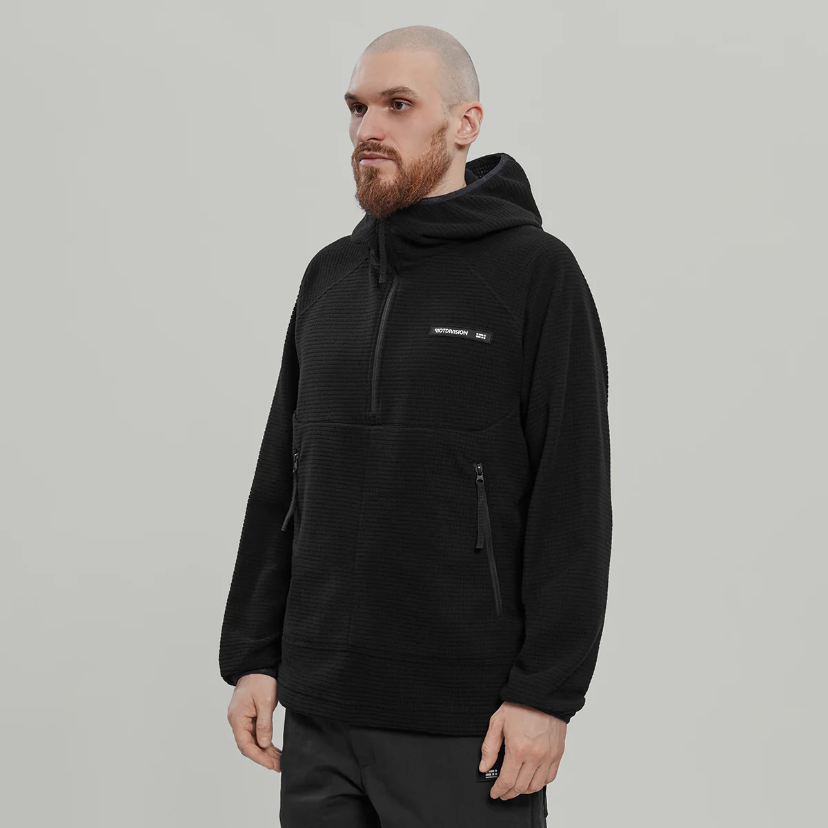 Half Zip Fleece Hoodie Gen.2 RD-HZFH_GEN.2 BLACK - Image 3