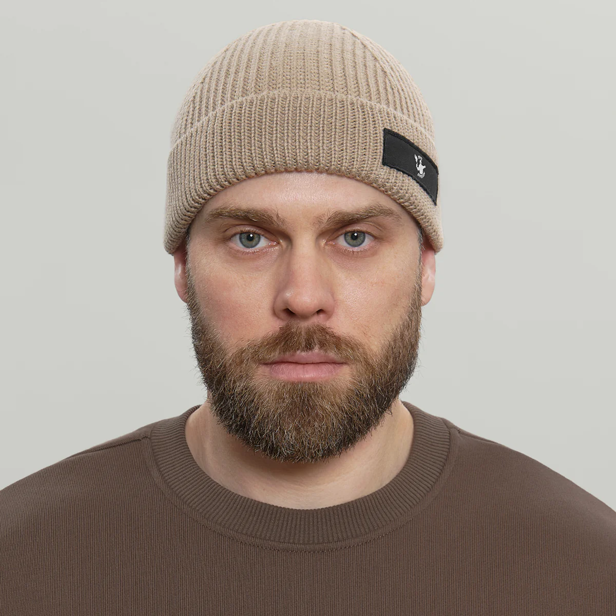 Merino Short Beanie Hat RD Logo RD-MRNSBHRDL BEIGE - Image 3